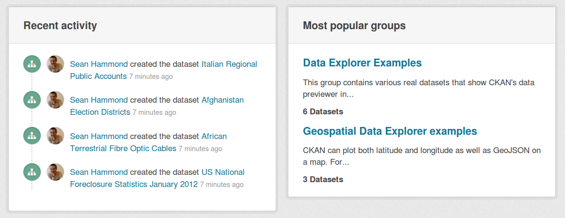 The activity stream and most popular groups, with better CSS.