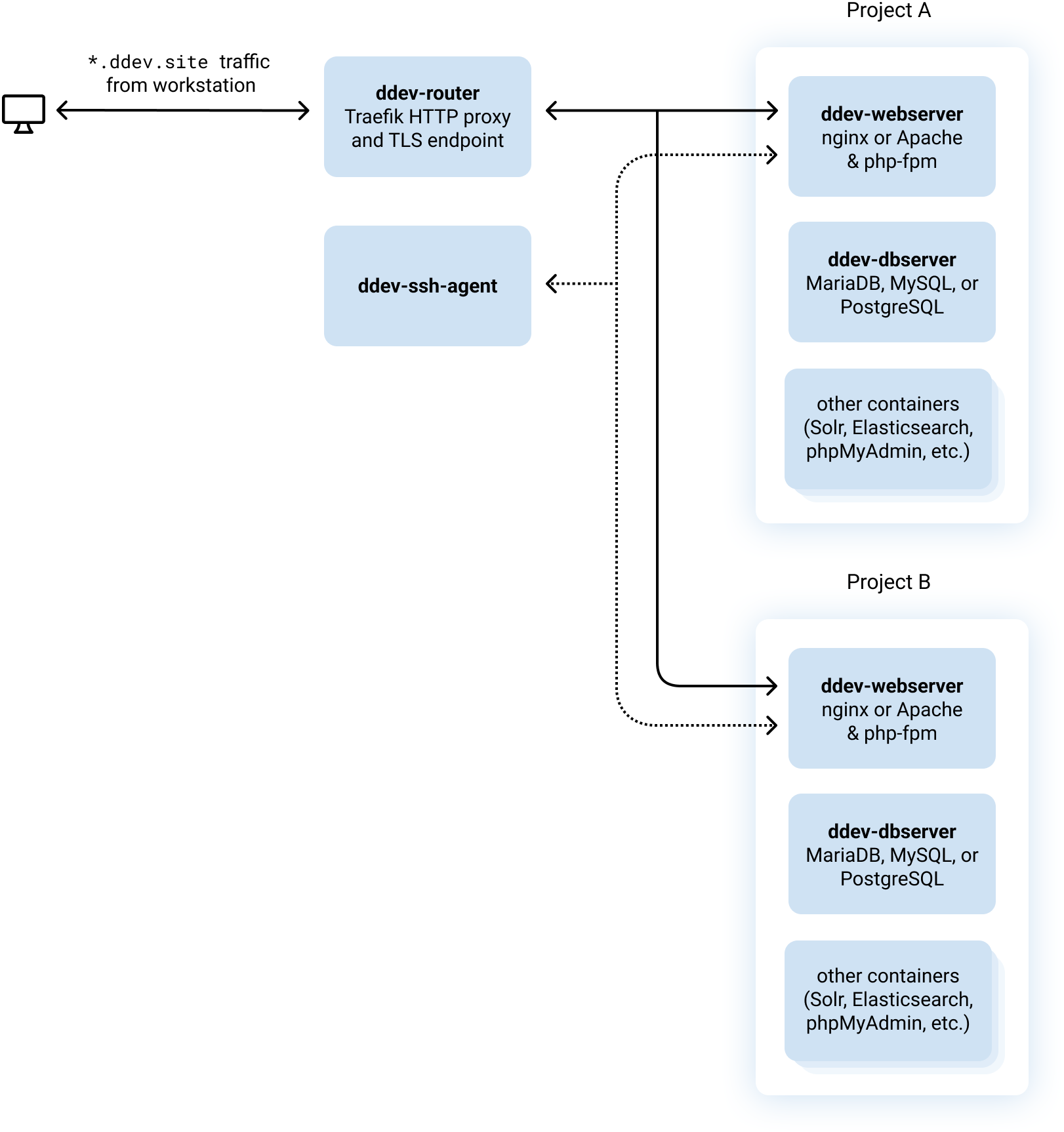 DDEV Docker Network Architecture