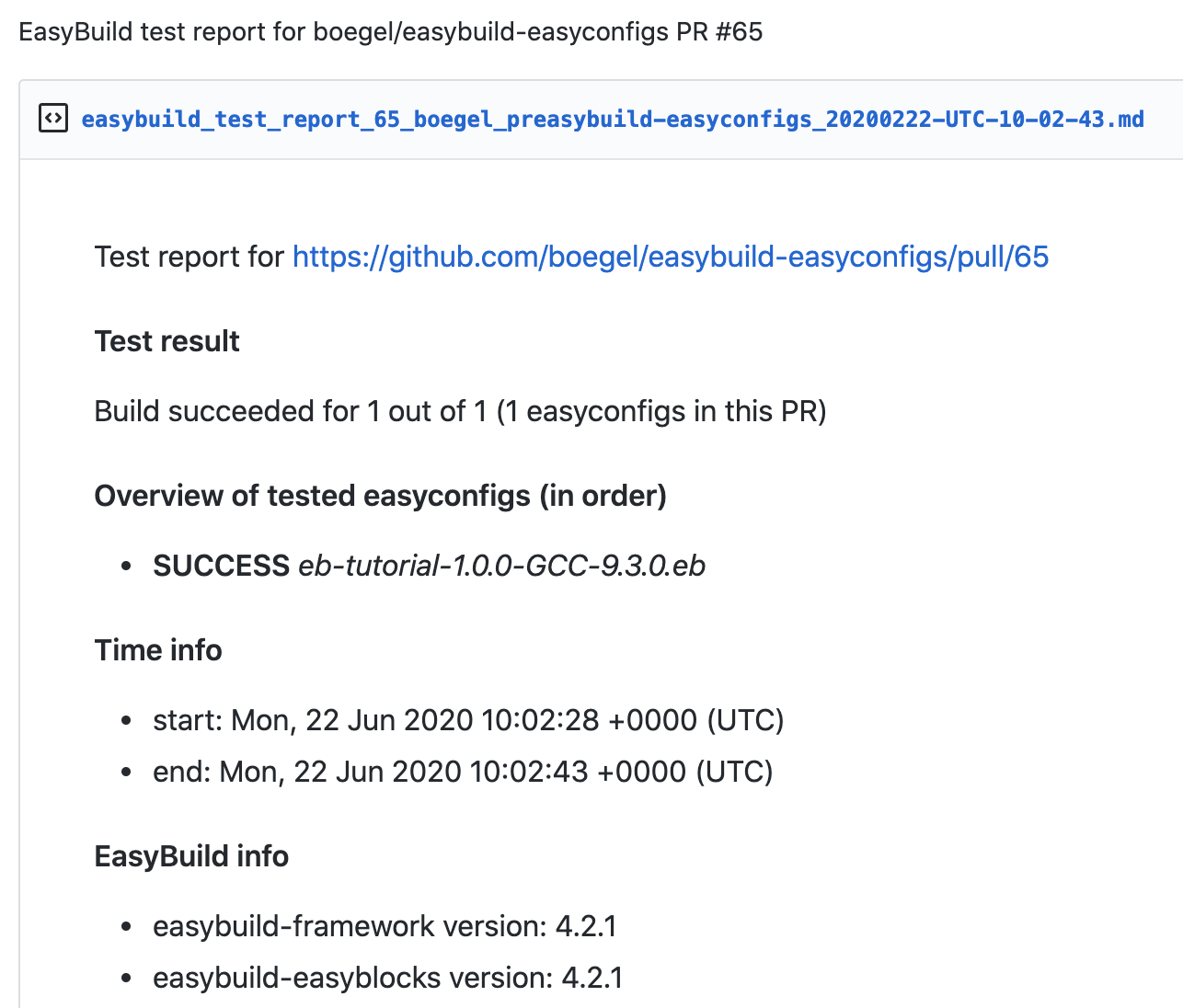 Test report gist