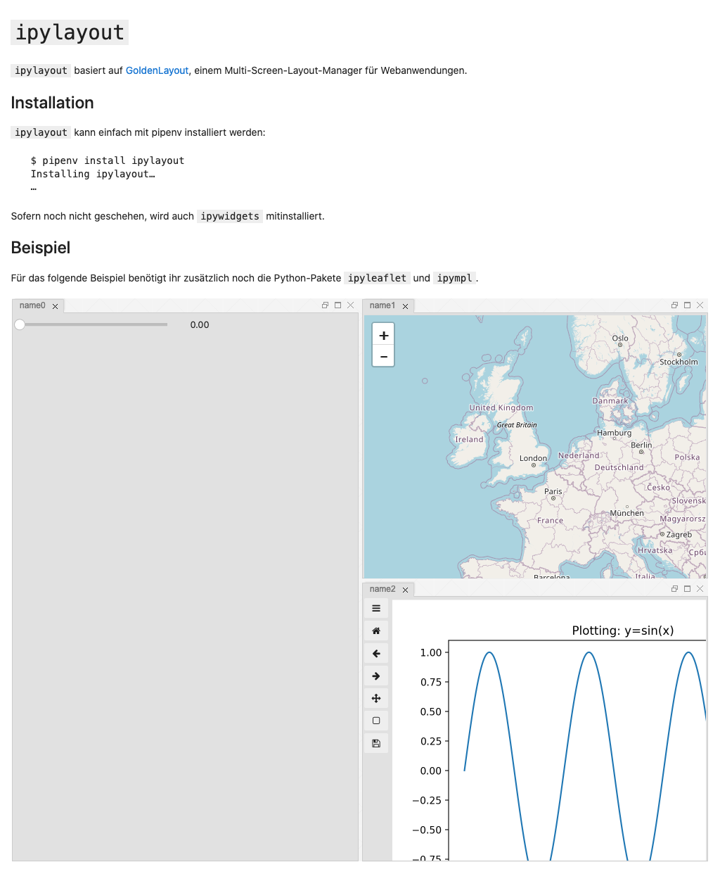 ipylayout in Voilà