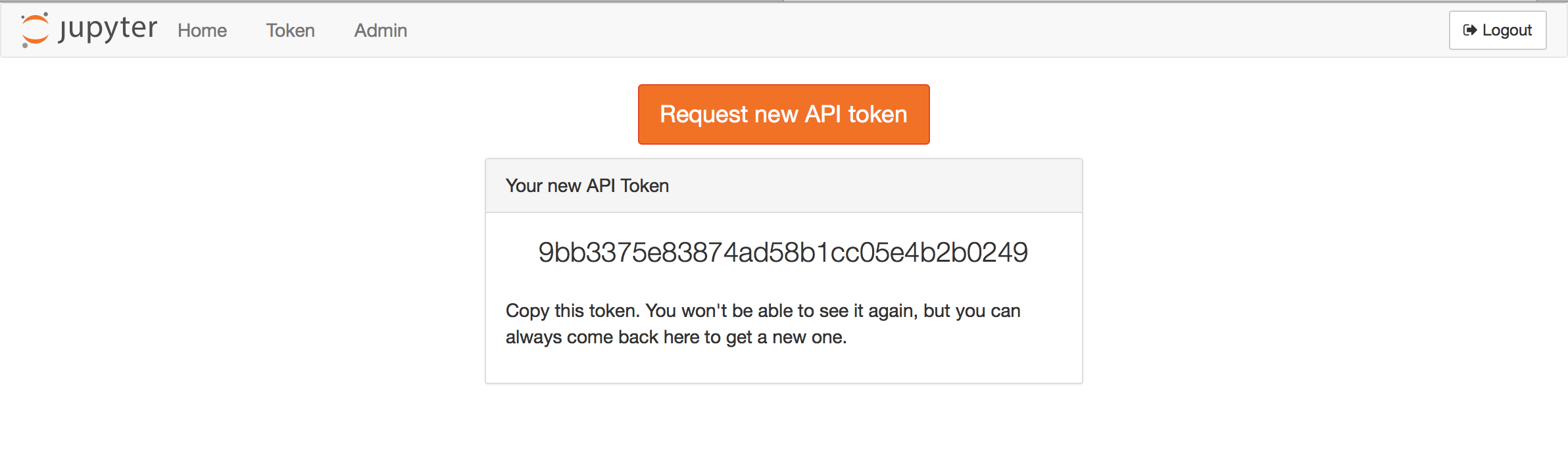 API TOKEN success page