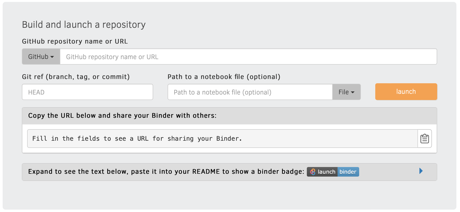 Binder launch form