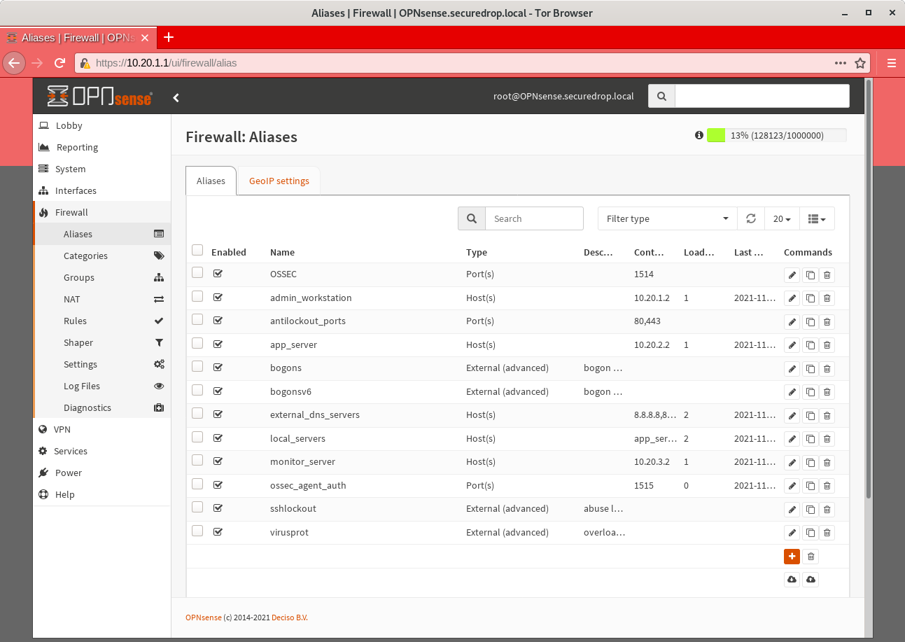 OPNSense - aliases end