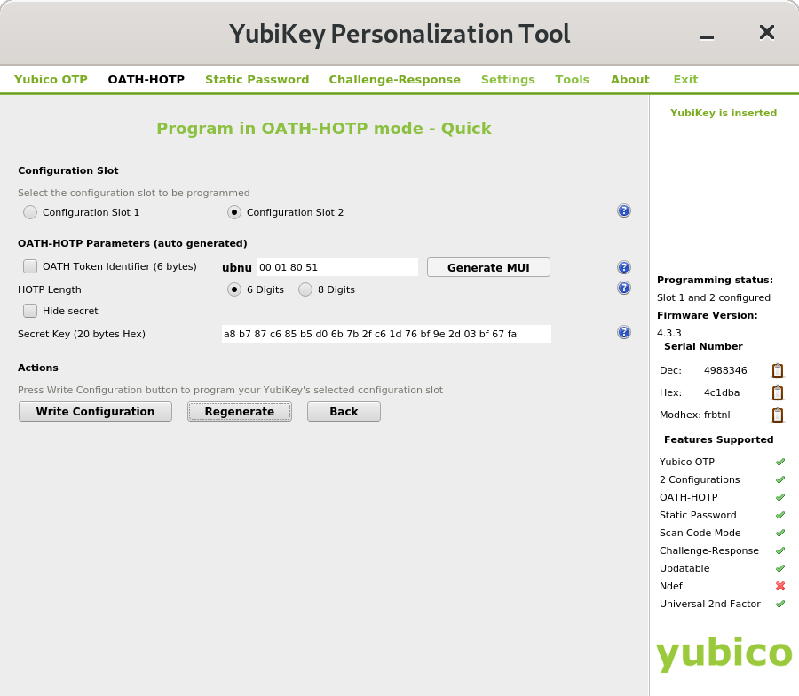 YubiKey Config